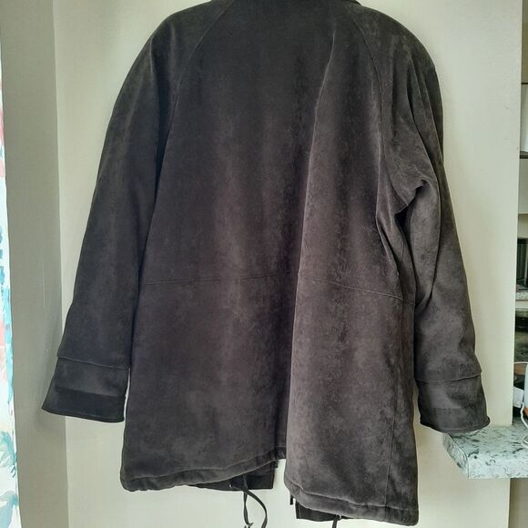 Fleet Street Faux Suede Velvety  Heavy Winter Coat Jacket Brown size Large - Picture 3 of 12